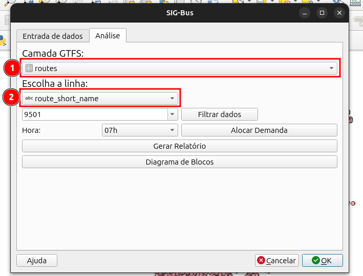SIG-Bus analysis screen in QGIS