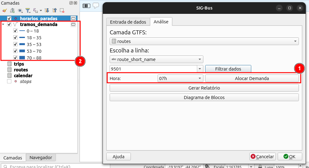 Plugin window after applying demand allocation